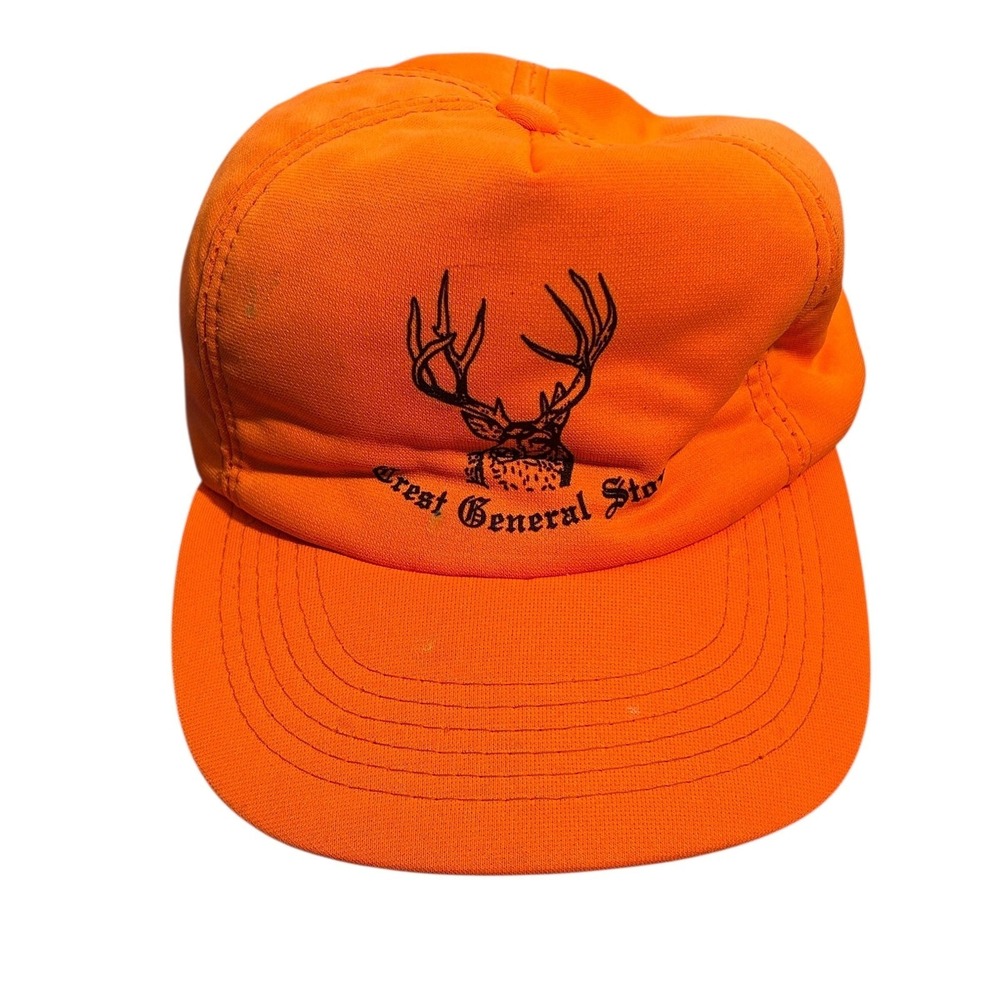 Vintage Young An Hat Cap Snap‎ Back Orange Crest General Store Deer Hunting Mens